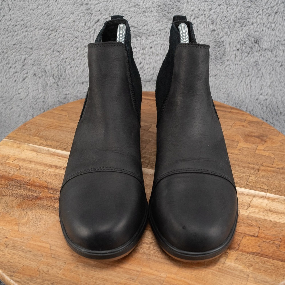 Sorel Joan of Arctic Wedge III Women's  Chelsea Boots Black Leather 8 Shoes - Picture 2 of 7